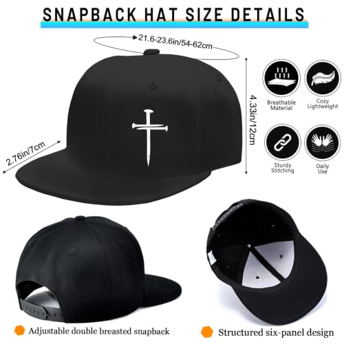 Snapback Hat for Men Skeleton Skull Hat Baseball Hats for Men - color: 3-nail Cross