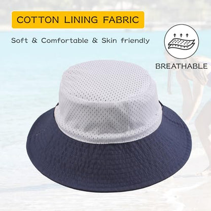 Peecabe Summer Baby Sun Hat for Boys Girls UPF 50+ Wide Brim Toddle Bucket Hat Adjustable Baby Beach Cap 0-8 Years - color: A-navy, size: 2-8 Years