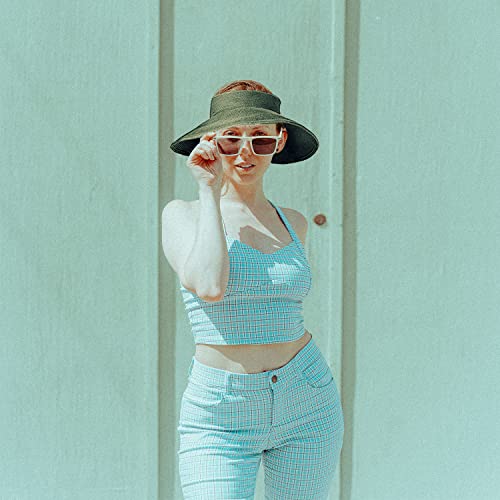 DOOVID Womens Summer Straw Hats Wide Brim Sun Hat UV Protection Visor Foldable Beach Hat for Women - color: Army Green