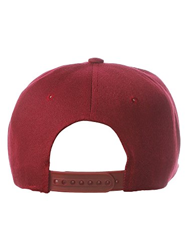 Original Team Coach Snapback Hat Classic Layered Arched Letters Flat Bill Cap - color: Burgundy Hat White Gold Letters