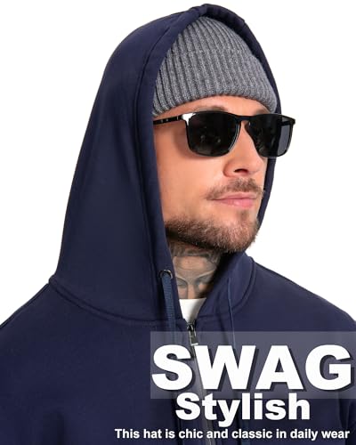 Short Wool Fisherman Beanie for Men Women Fleece Lined Winter Hat - color: 1pcs Gray