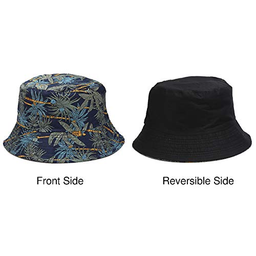 Umeepar Unisex Reversible Packable Bucket Hat Sun Hat for Men Women - color: Banana Tree Dark Blue