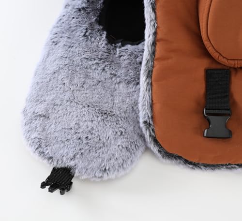 Connectyle Men's Trapper Hat with Faux Fur Linning Eskimo Windproof Winter Warm Hats Ushanka Hunting Hat - color: Caramel