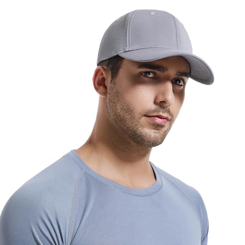 6 Panel Stretch Full Closed Baseball Caps Men's Blank Fitted Cap Curved Brim Elastic Closed Back Hat Q2426 - color: Grey