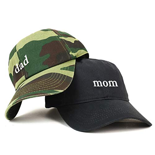 Trendy Apparel Shop Mom and Dad Soft Cotton Couple 2 Pc Cap Set - color: Black Camo