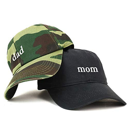 Trendy Apparel Shop Mom and Dad Soft Cotton Couple 2 Pc Cap Set - color: Black Camo
