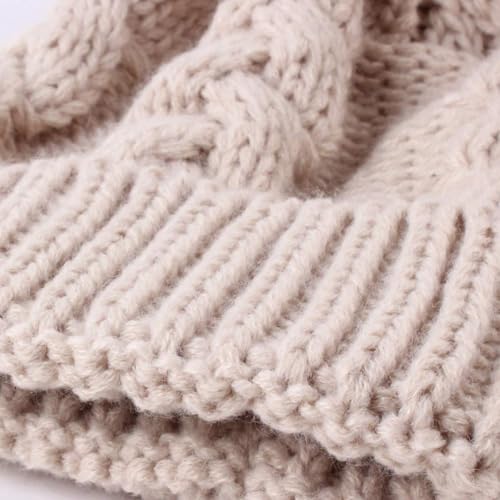 2PCS Parent-Child Knit Hat Family Matching Winter Warmer Hat Mother & Baby Crochet Beanie Ski Cap with Pom - color: Khaki