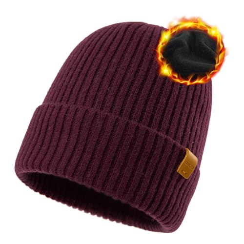 TOP-EX 100% Australian Merino Beanie, S/M-XL/XXL, Polartec Fleece Lined - color: Te94586_red, size: X-Large-XX-Large