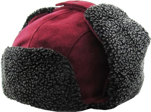 Wool Blend Aviator Trapper hat Trooper Ear Flaps Ushanka Eskimo Russian Warm Winter Cold… - color: Burgundy Wool Blend