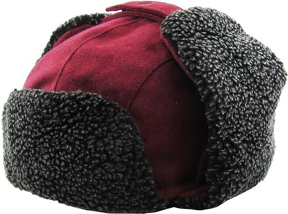 Wool Blend Aviator Trapper hat Trooper Ear Flaps Ushanka Eskimo Russian Warm Winter Cold… - color: Burgundy Wool Blend