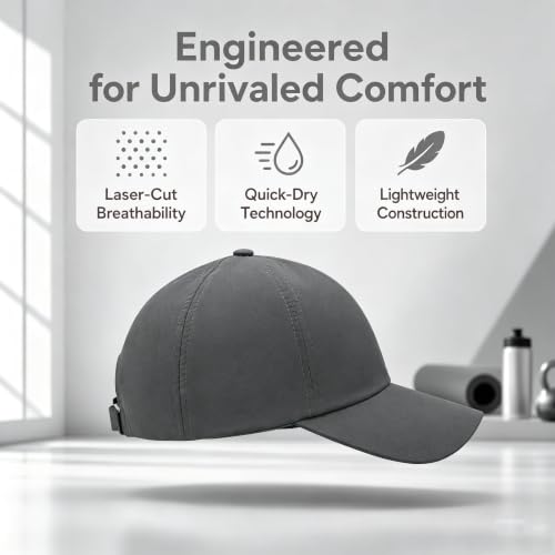 Quick Dry Baseball Cap with Adjustable Strap - color: Grey