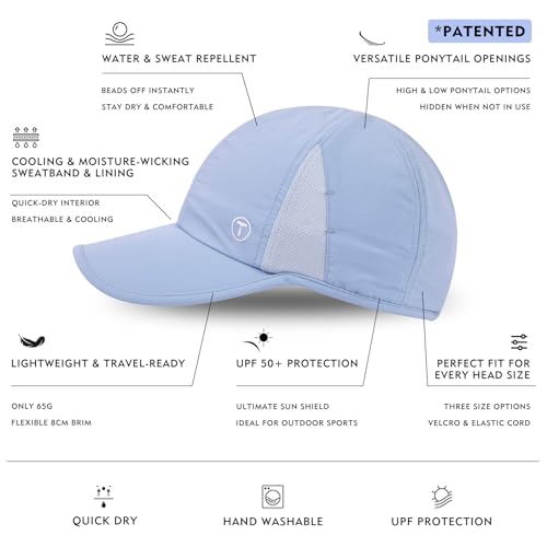 TOP-EX UPF 50+ Cooling High Ponytail Baseball Cap for Women - color: Misty Periwinkle, size: Small-Medium