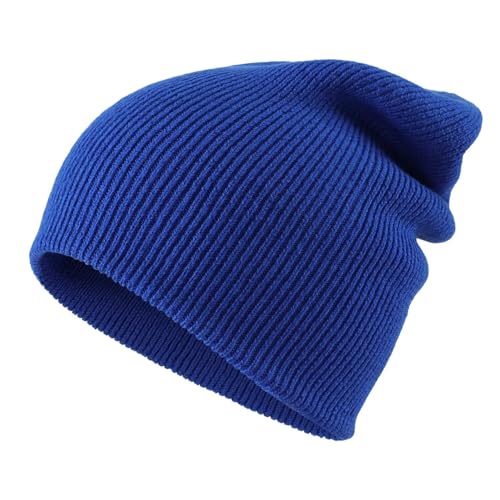 Connectyle Thick Cuffed Beanie for Men & Women Double Layer Knit Winter Hat Acrylic Watch Hat Warm Stocking Skull Cap - color: Royal Blue