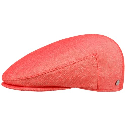 Lierys Inglese Linen Flat Cap Newsboy Linen Cotton Made in Italy Men Spring Summer Red - color: Red, size: 7 3/8