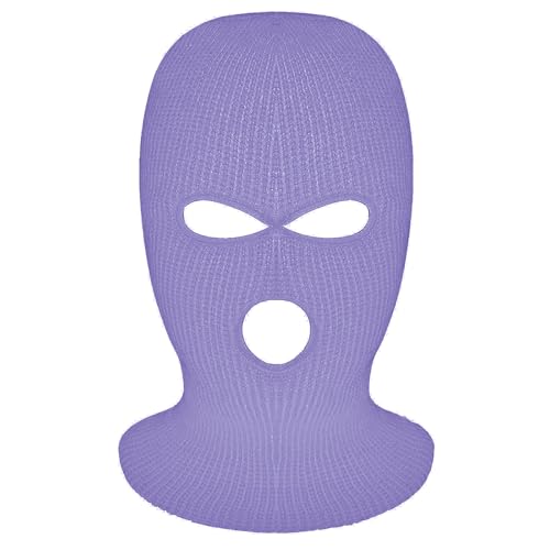 3-Hole Full Face Mask Cover Ski Mask Winter Balaclava Cap - color: Purple