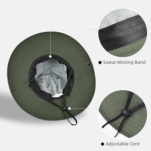 Rosoz Ponytail Sun Bucket Hats for Women UV Protection Foldable Wide Brim - color: 1 Pack-pure Green