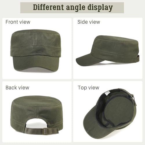 Glamorstar Unisex Cadet Army Hats 4 Pieces Military Flat Top Newsboy Cap - color: Black+grey+navy+amry Green