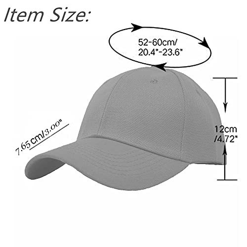 Glory Max Plain Baseball Cap Hook & Loop Strap Adjustable Solid Blank Curved Visor Hat - color: Gray