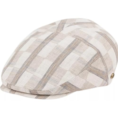 Men’s Cotton Flat Ivy Cap Lightweight Breathable Driving Hat Classic Golf Cabbie Newsboy Style Cap - color: Gray Plaid-iv4022, size: Small-Medium