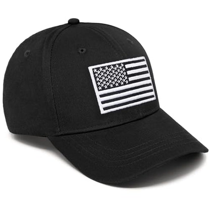 American Flag Baseball Cap for Men Women, Flag Embroidery & Adjustable Fit - color: Black