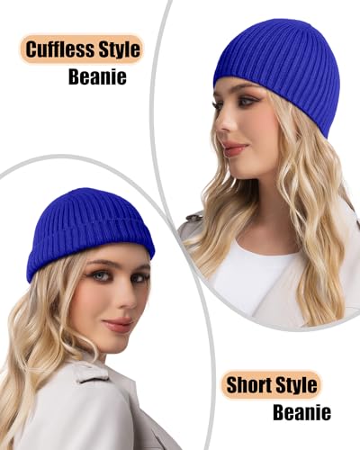 ROYBENS Wool Beanie for Men Women, Seamless Knit Warm Winter Hat Skull Caps - color: 1pcs-blue