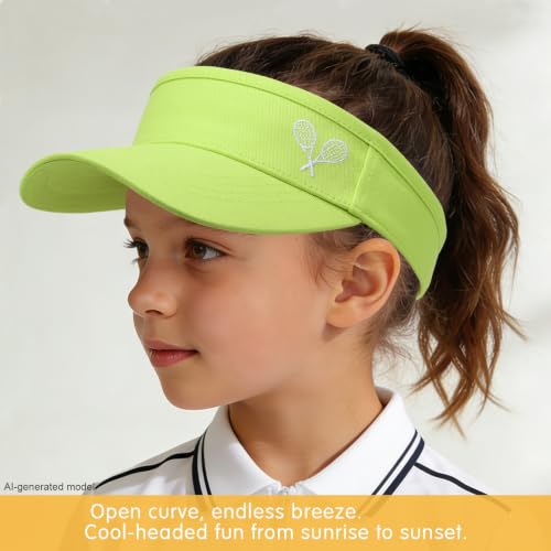 WILLPORT Kids Adjustable Cotton Visor Sun Hat,6-12Y - color: Lime Green