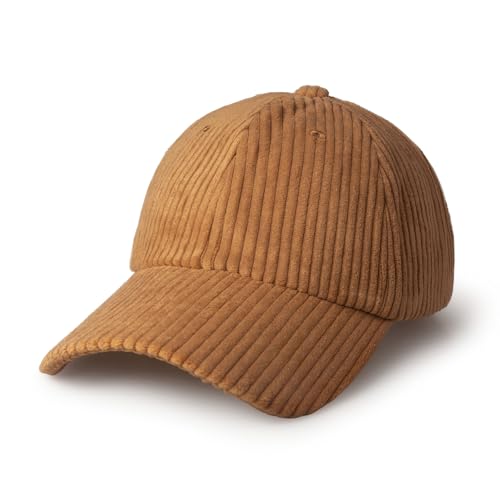 CHOK.LIDS Corduroy Baseball Cap Dad Hat Adjustable Polo Style Curved Brim - color: Camel