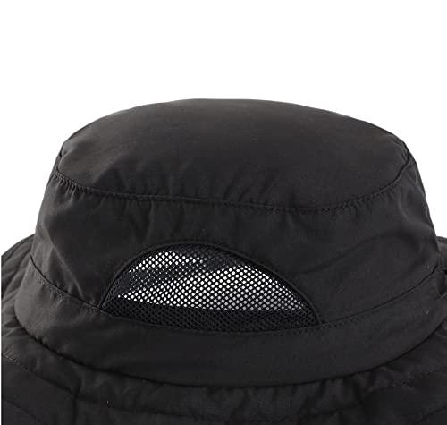Connectyle Kids Sun Hat for Boys Girls Wide Brim Bucket Hat UPF 50+ Sun Protection Hat Breathable Summer Beach Hat - color: Black