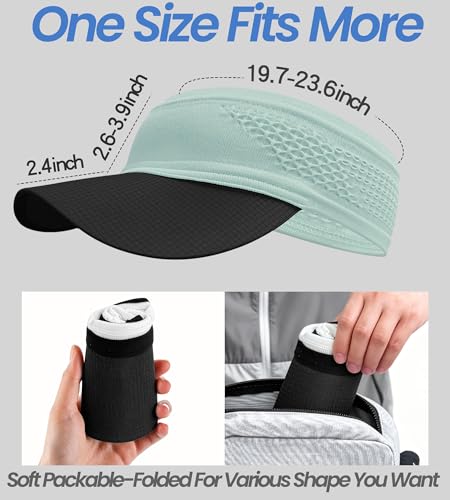 Foldable Running Sun Visor Hat,Stretch Headband Breathable Sports Visor - color: Black