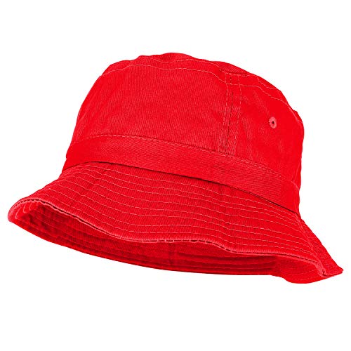 Armycrew Pigment Dyed Washed 100% Cotton Unisex Bucket Hat - color: Red