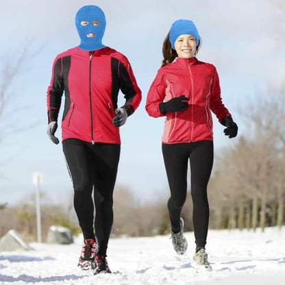 3 Hole Ski Mask, Knitted Balaclava Face Mask, Winter Full Face Mask Cover for Winter Outdoor Sports - color: Blue