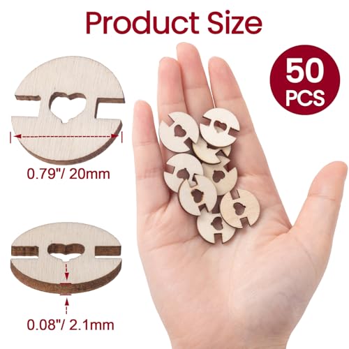 50pcs Wooden Hat Pom Poms Buttons, 20mm, Light Brown - color: Light Brown-A-50pcs