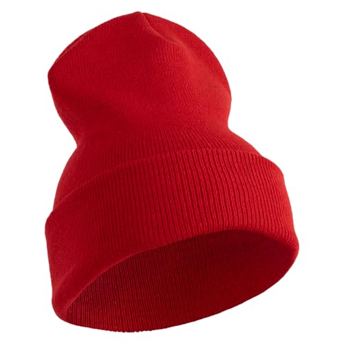 e4Hats.com 12 inch Cuffed Knit Long Beanie - color: Red