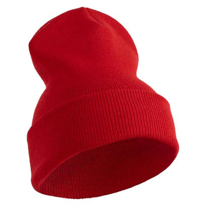 e4Hats.com 12 inch Cuffed Knit Long Beanie - color: Red