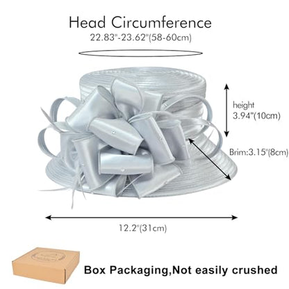 2026 Bucket Hats for Women Ladies Girls, Autumn Winter Fascinator Hat for Derby Kentucky Church Bridal UV Protection - color: A-4585-silver