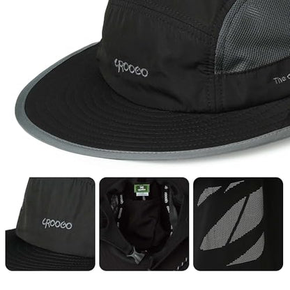 Croogo 서핑 버킷 모자 목 보호 턱 스트랩 메시 낚시 모자 - color: 블랙.