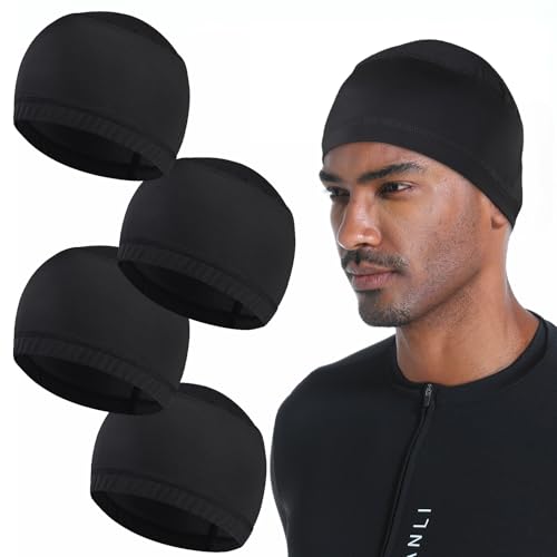 Cooling Skull Caps for Men Hard Hat Helmet Liner Cycling Cap Running Beanie - color: 4pcs Black