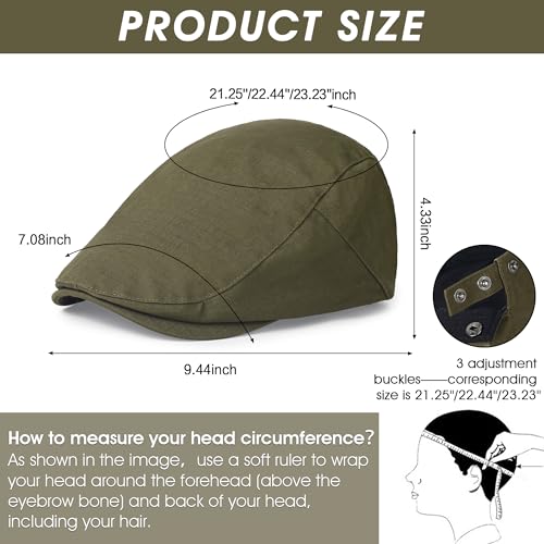 2Pcs Men's Newsboy Cap Cotton Flat Ivy Gatsby Driving Hat - color: 2b3-armygreen+navy