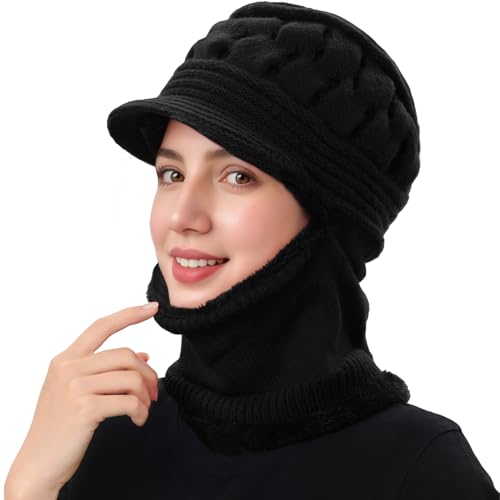 Womens Winter Beanie Hats, Winter Scarf Mask Set for Women