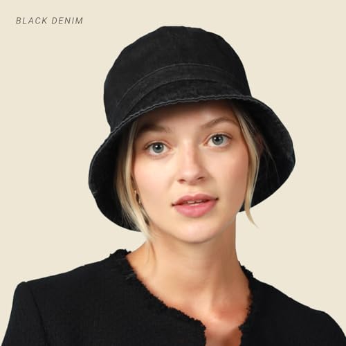 Hot Summer Bucket Hat - Trendy Cotton Sun Hat for Beach, Golf, Fishing - color: Light Denim