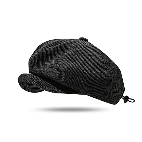 Croogo Baker Boy Newsboy Cap Beret Hats Adjustable Cabbie Apple Hat for Men - color: Bl45-black