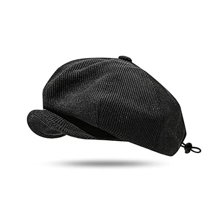 Croogo Baker Boy Newsboy Cap Beret Hats Adjustable Cabbie Apple Hat for Men - color: Bl45-black