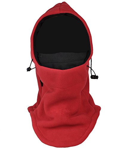 Tahbilk Balaclava Fleece Hood,Heavyweight Cold Weather Winter Motorcycle,Windproof Ski Mask,Ski&Snowboard Gear - color: Red+black2