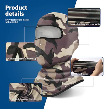 YESLIFE Summer Balaclava Ski Mask for Men&Women, Face Mask - color: Camo Brown