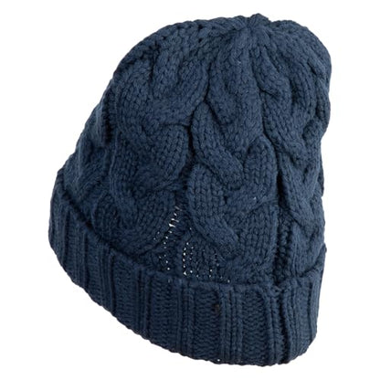 e4Hats.com Chunky Cable Knit Cuff Long Beanie - color: Navy