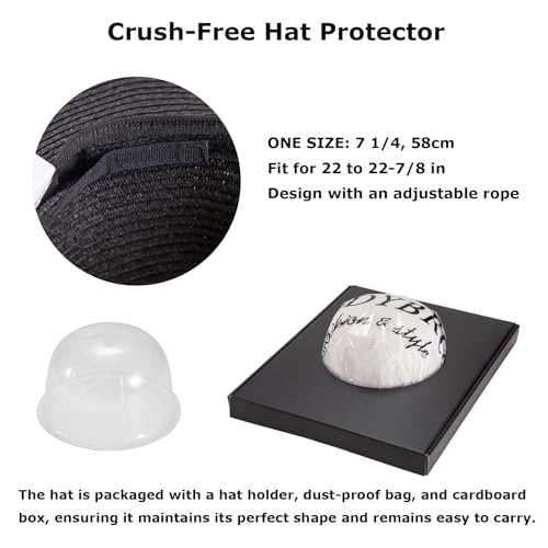 Women's Wide Brim Sun Hat - UV Protection Floppy Straw Sunhat Summer 7 1/4 - color: Black, Size 58cm, for 22 - 22 7/8" ( 7, 7 1/8, 7 1/4 )
