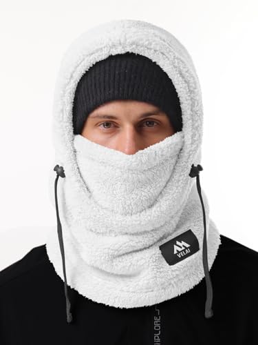 Balaclava Fleece Ski Mask Winter Face Masks Windproof Hooded Scarf - color: White