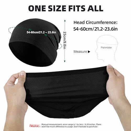 3 Pack Breathable Cooling Skull Cap Sweat Wicking Beanie for Cycling Running Helmet Liner Cap Under Hard Hat - color: Black+black+black