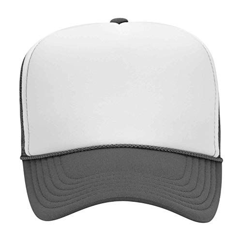 OTTO Wholesale 12 x Polyester Foam Front 5 Panel High Crown Mesh Back Trucker Hat - (12 Pcs) - color: Ch.gry/Wht/Ch.gry
