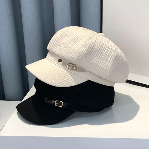 Elegant Lightweight Breathable Cap - 1pc Classic Newsboy Hat Solid Color Fashionable Hats for Women - color: White